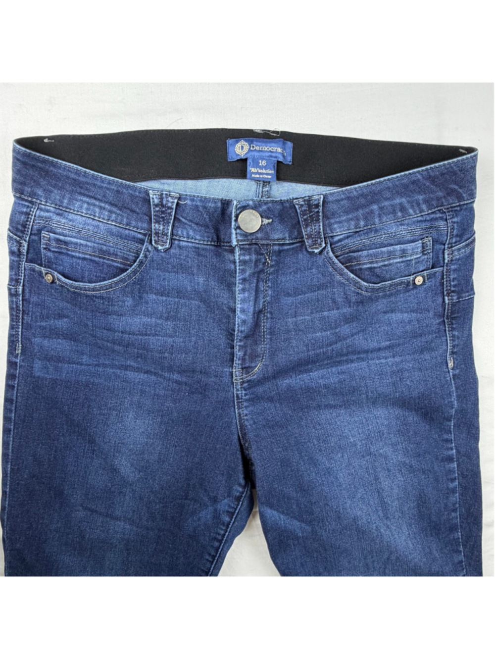 Democracy “Ab”Solution Skinny Slim Jeans Sz 16 Blue Elastic Waist Plus Size
